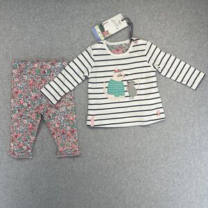 Joules Girl's Outfit Set Poppy Animal Floral Shirt & Leggings Size 0-3 M NWT